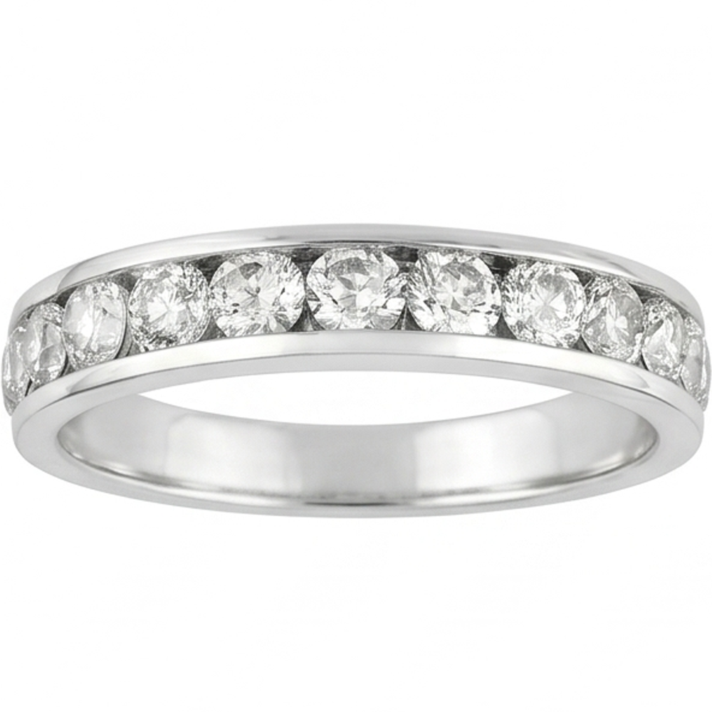 Round Lab Grown Diamond Channel Set Jewelry Band 2.40 Carats White Gold 14K