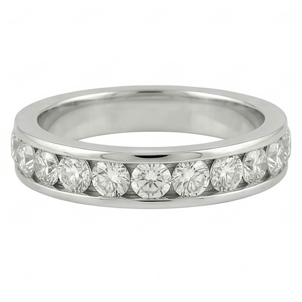 Round Lab Grown Diamond Channel Set Jewelry Band 2.40 Carats White Gold 14K