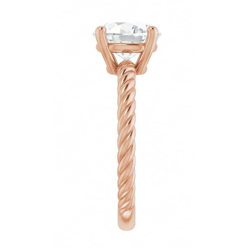 Antique Cushion Diamond ring in 14 Karat Rose Gold – side view