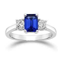 Natural Sapphire Ring 4.50ct - White Gold 14K