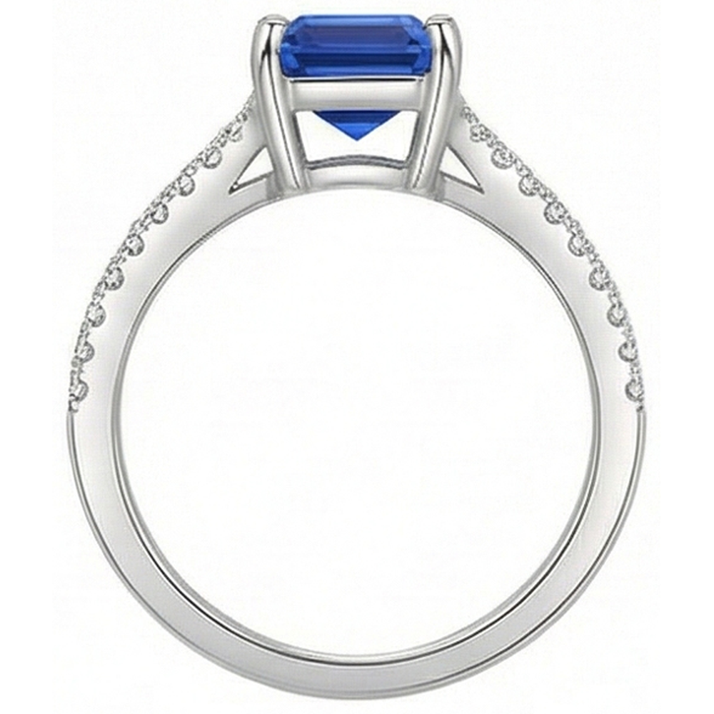 natural emerald sapphire 2.50ct ring profile view
