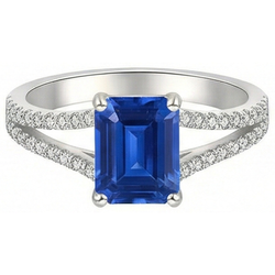 Natural Sapphire Ring 2.50ct - White Gold 14K