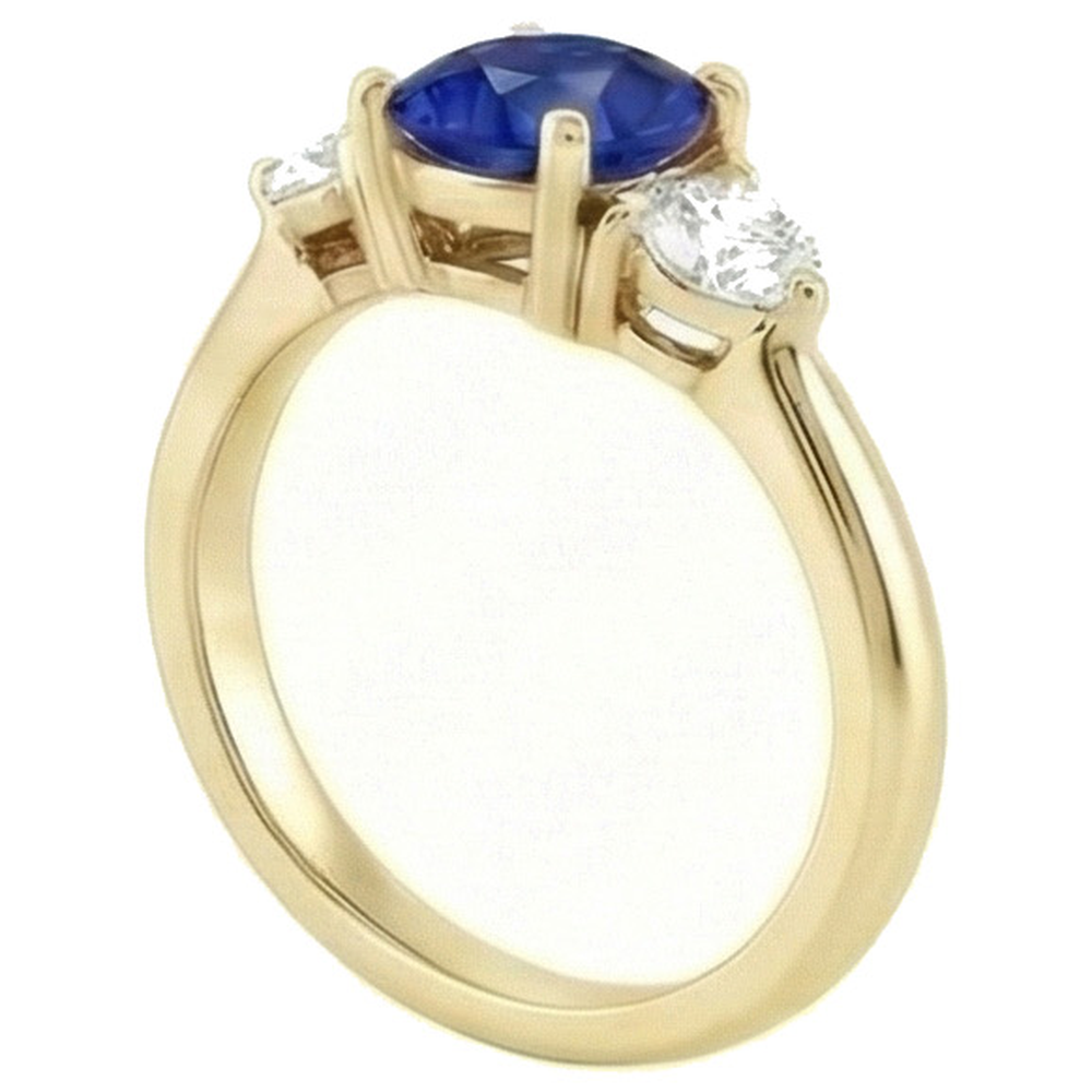 natural round sapphire 2ct ring close up detail
