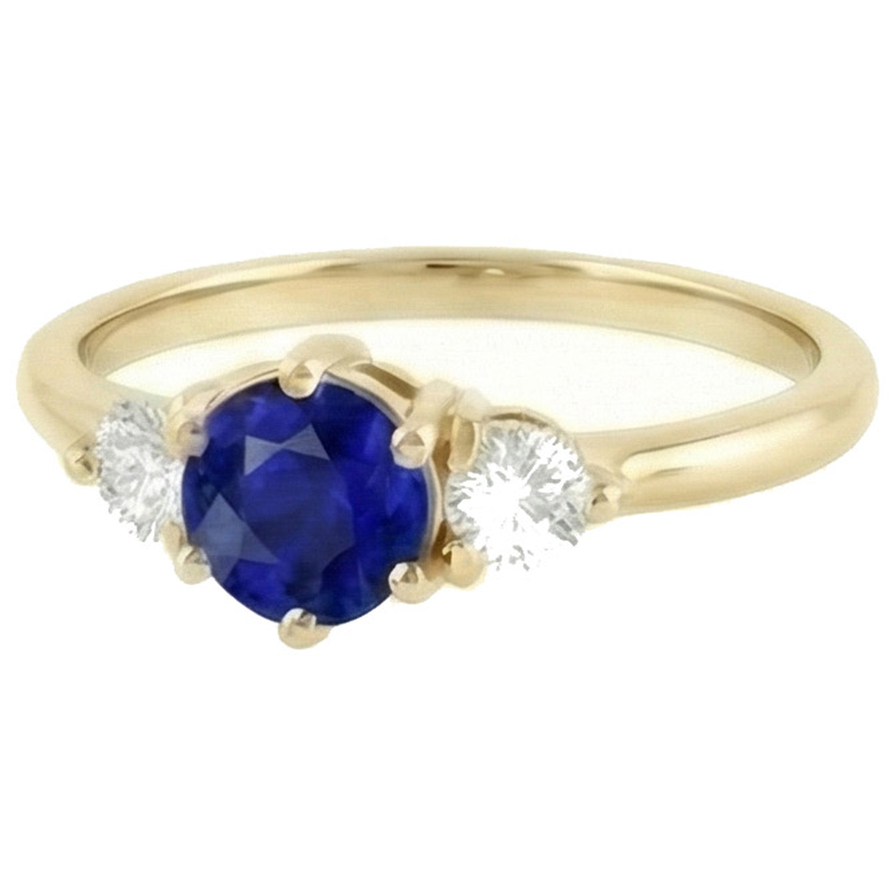 natural round sapphire 2ct ring front view