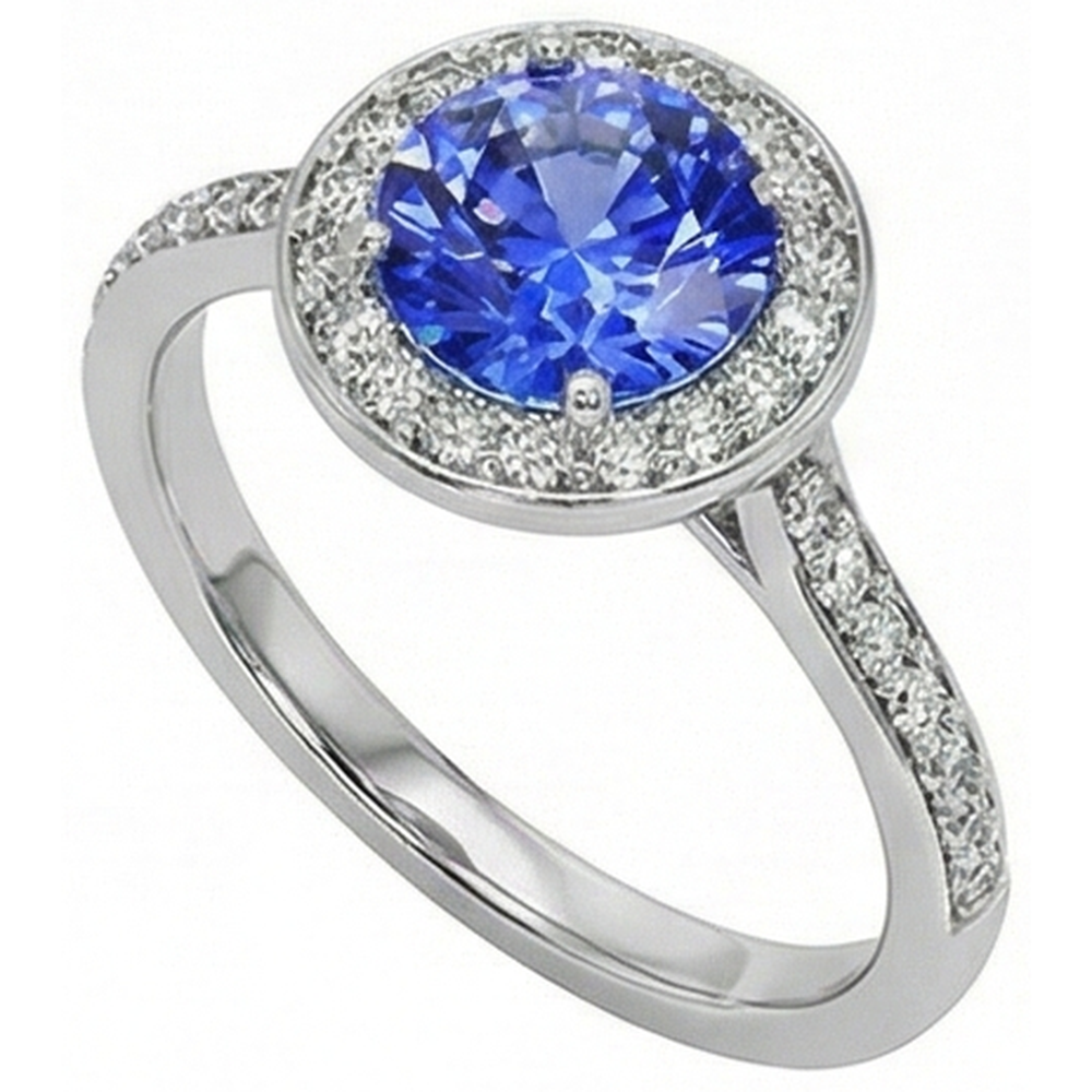 natural round sapphire 4ct ring side angle