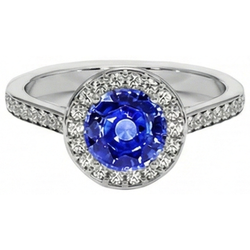 Natural Sapphire Ring 4ct - White Gold 14K