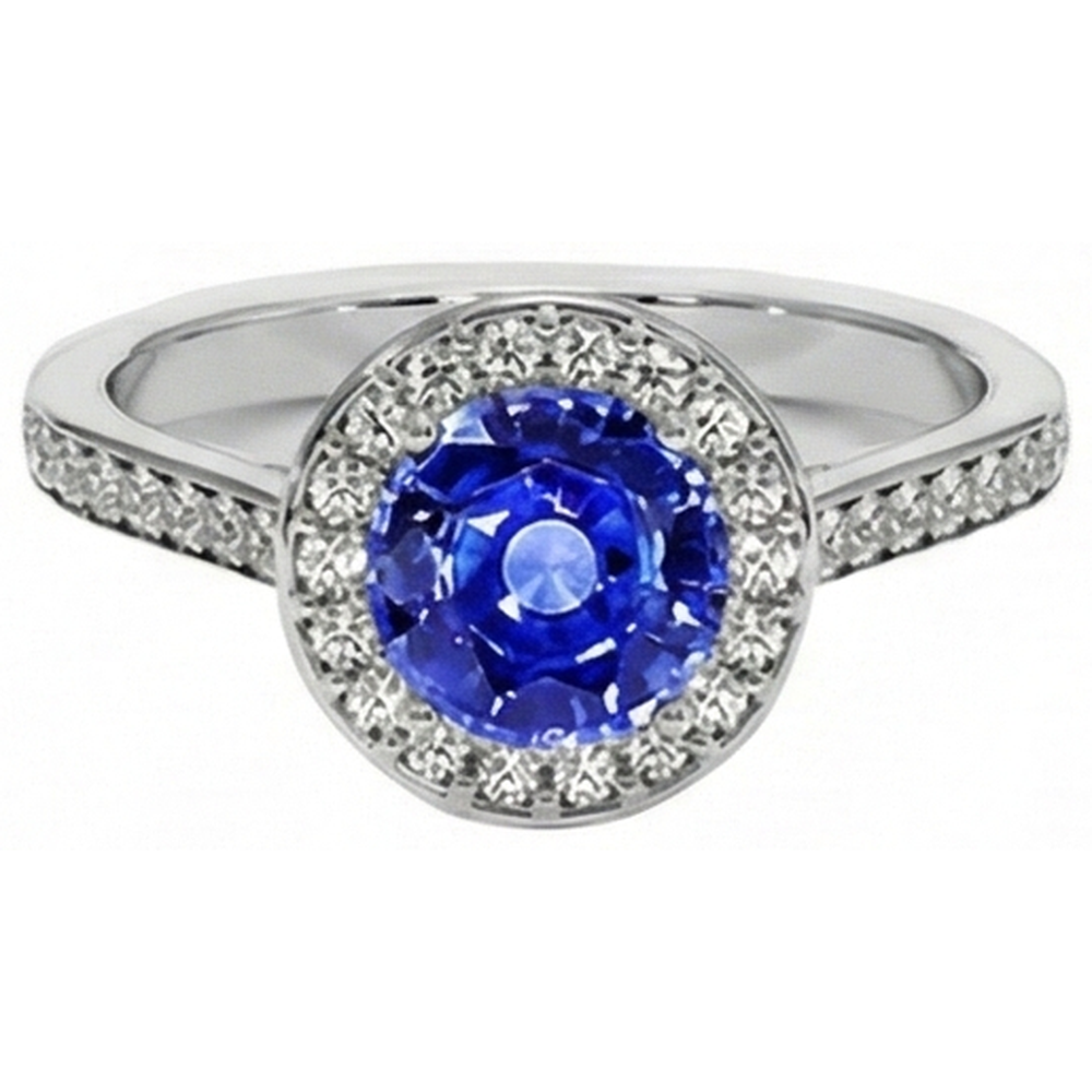 natural round sapphire 4ct ring front view