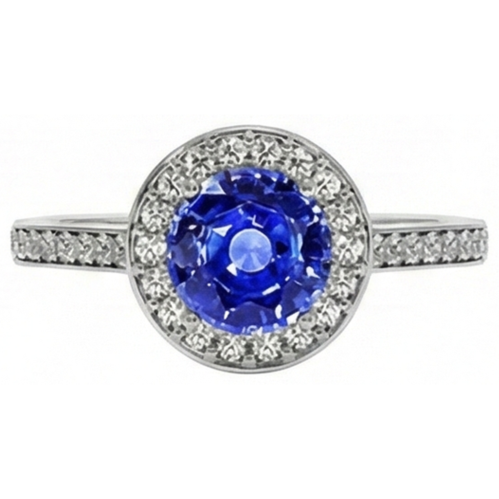 natural round sapphire 4ct ring top view