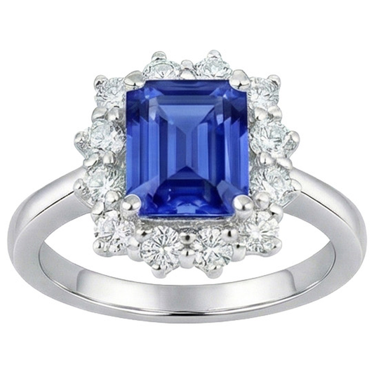 natural emerald sapphire 4.50ct ring front view