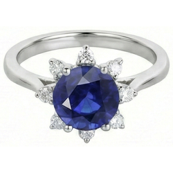 Natural Sapphire Ring 3ct - White Gold 14K