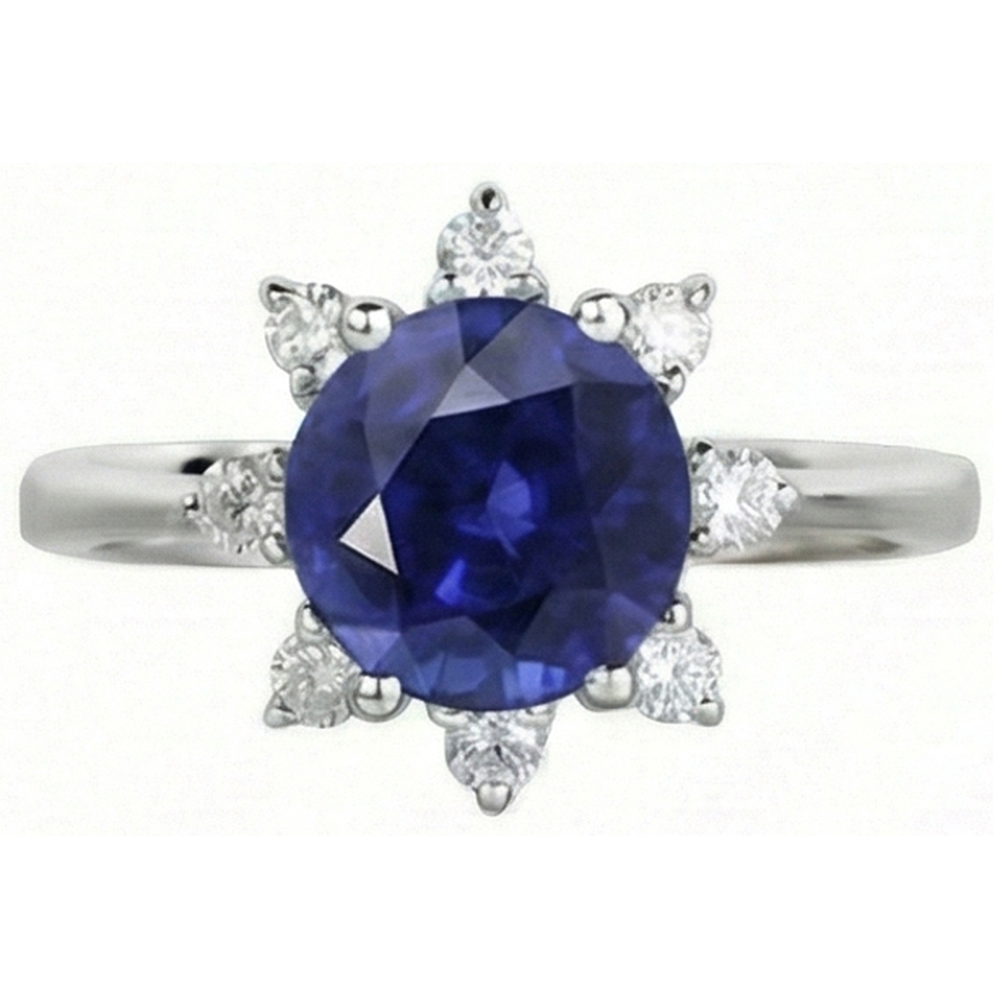 natural round sapphire 3ct ring side angle