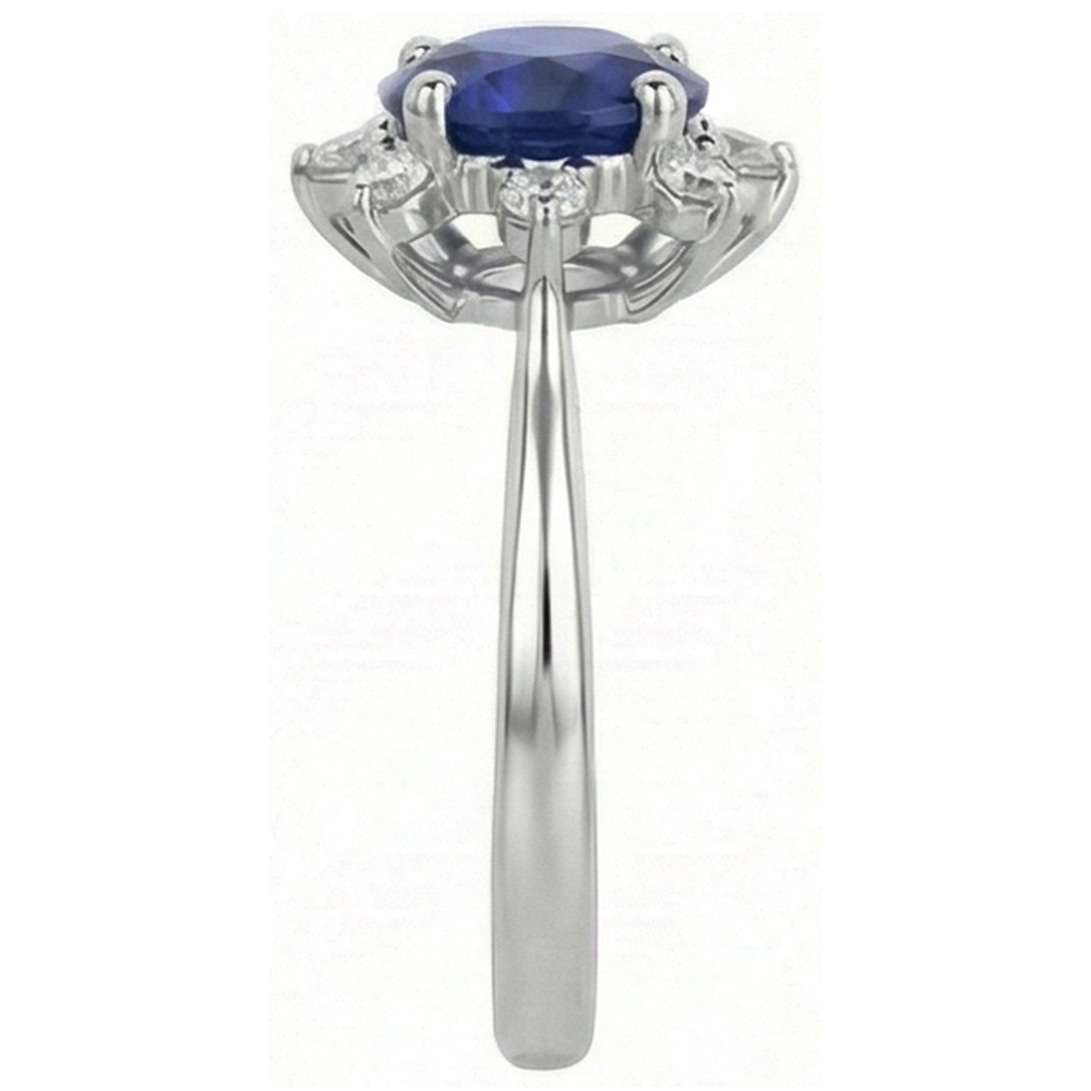 natural round sapphire 3ct ring profile view