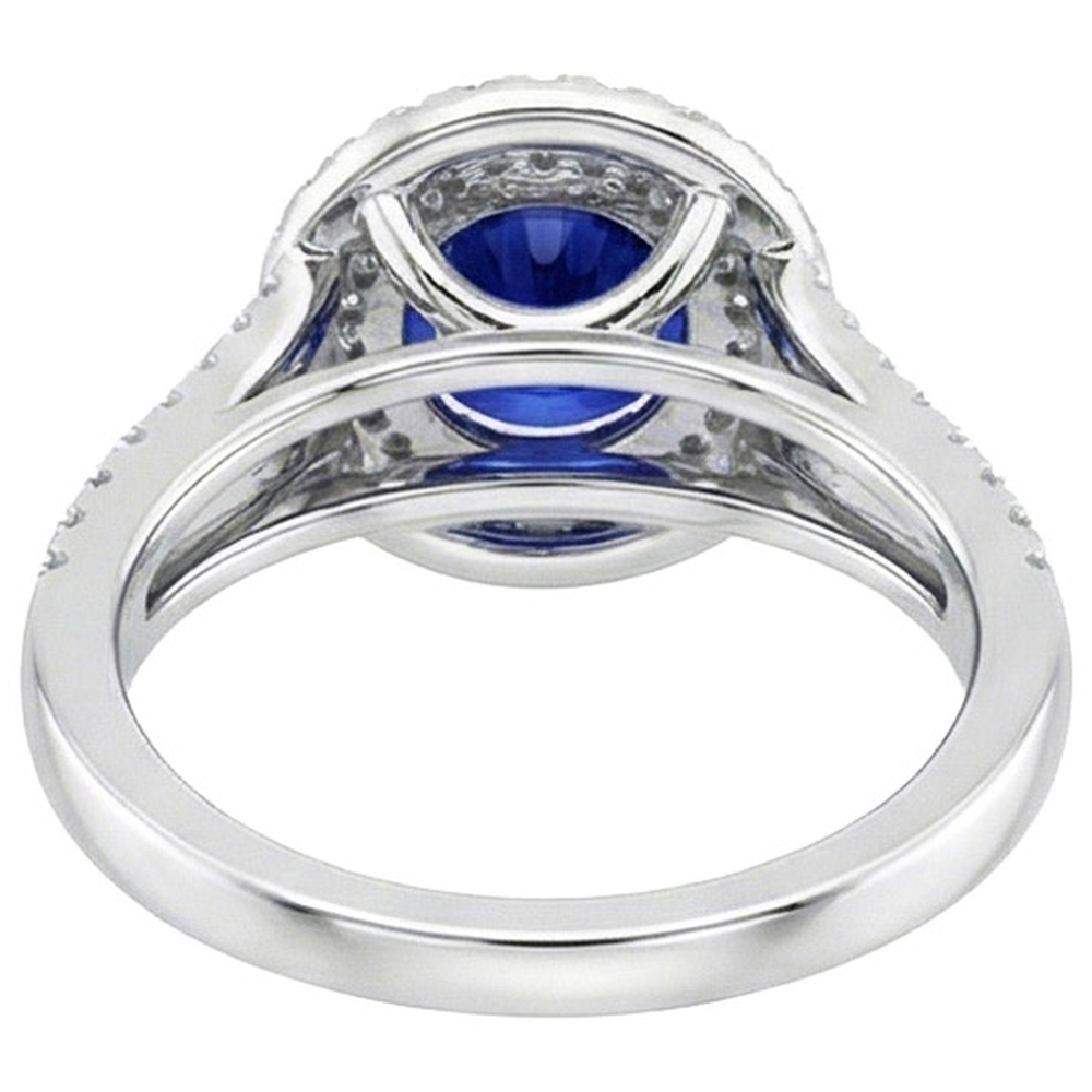 natural round sapphire 3.50ct ring profile view