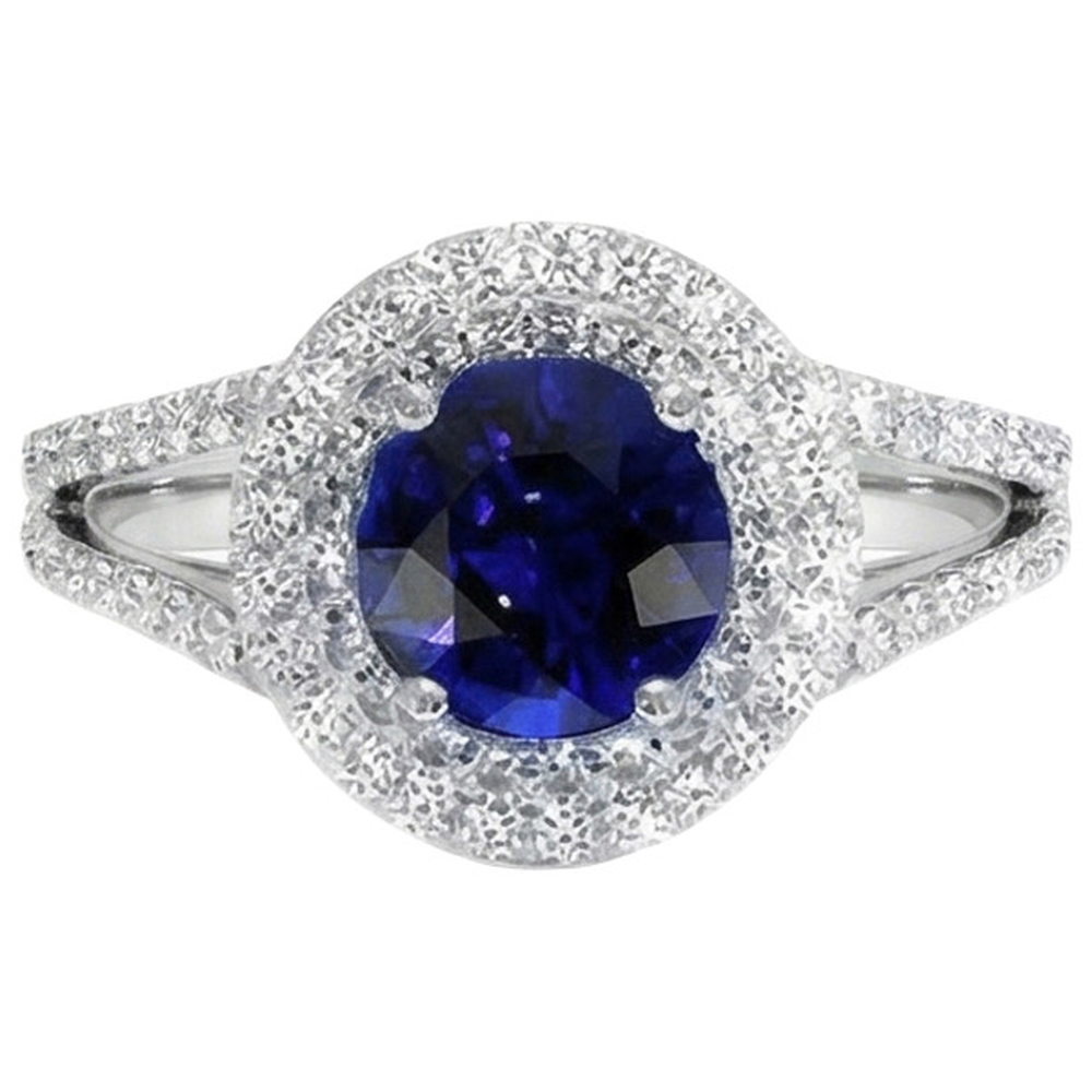 natural round sapphire 3.50ct ring side angle