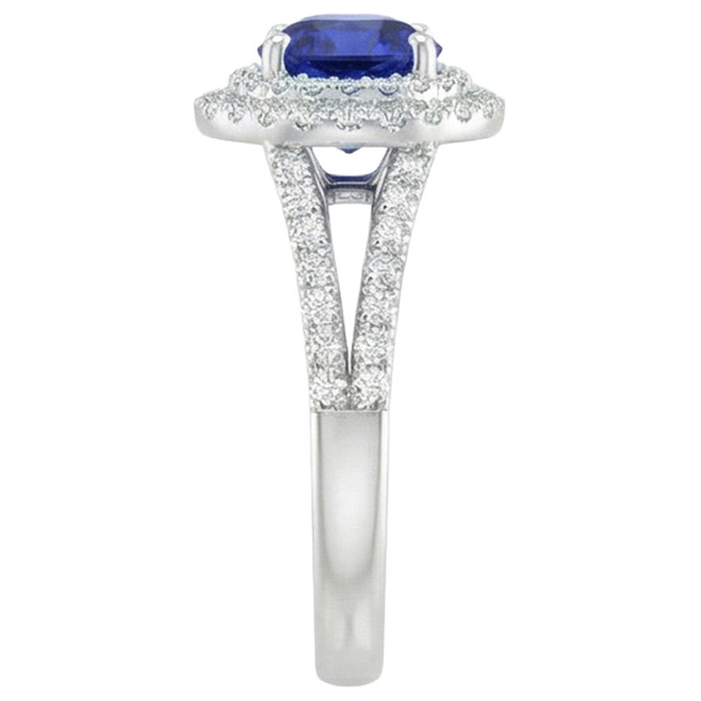 natural round sapphire 3.50ct ring top view