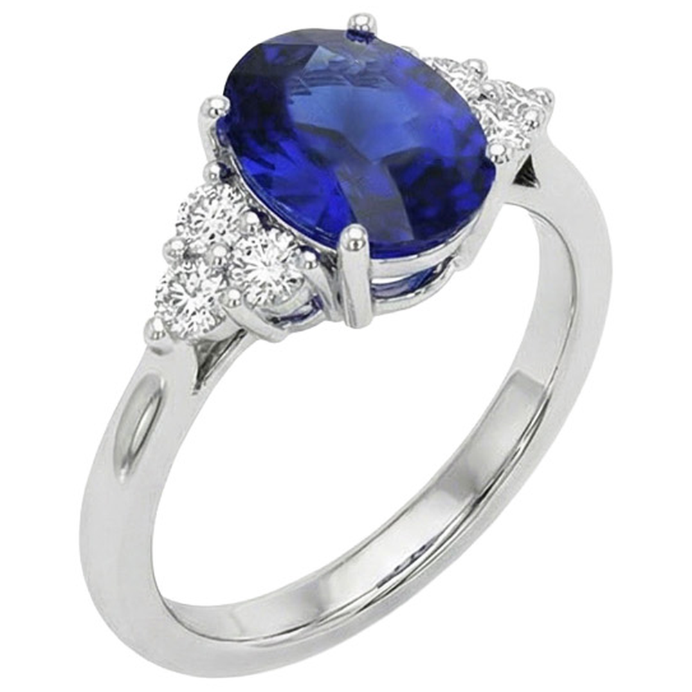 natural round sapphire 8.25ct ring side angle