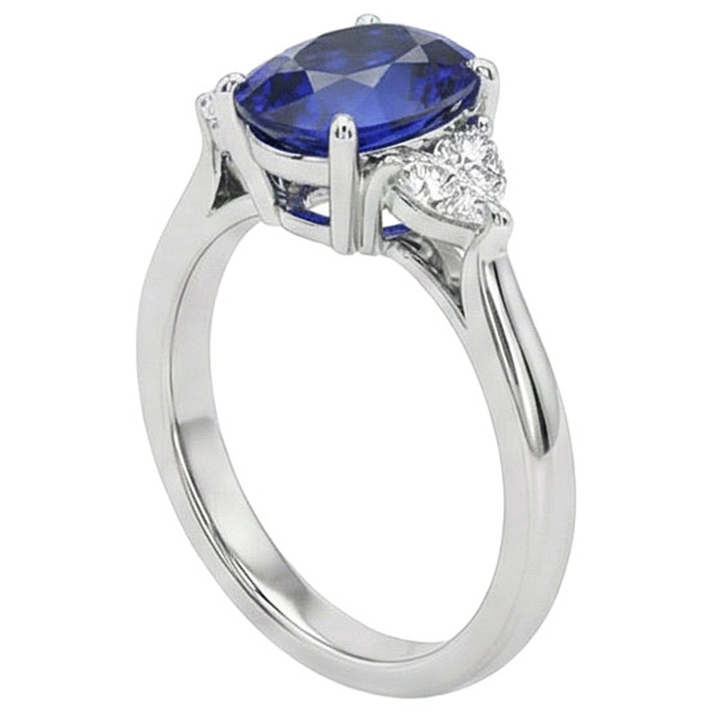 natural round sapphire 8.25ct ring top view