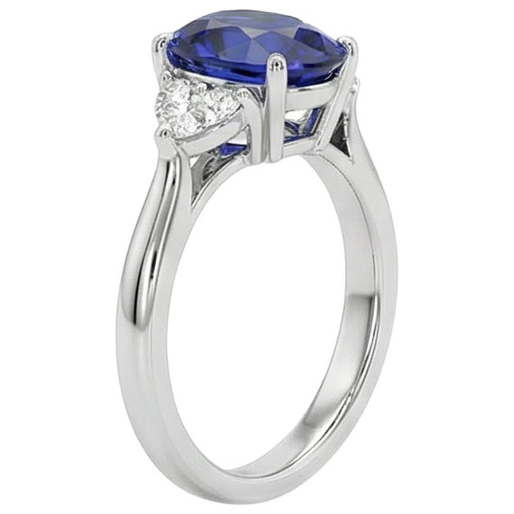natural round sapphire 8.25ct ring profile view