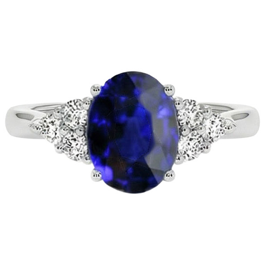natural round sapphire 8.25ct ring front view