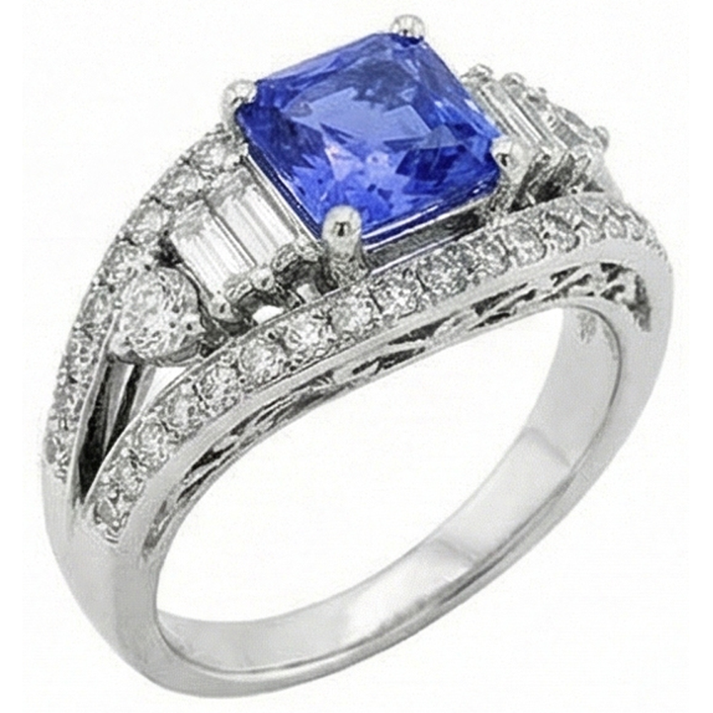 natural round sapphire 2.50ct ring front view