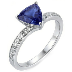 Round Natural Earth Mined Diamond ( Not Lab Grown ) Trillion Sapphire Ring Enhancer 2.50 Carats Gold 14K