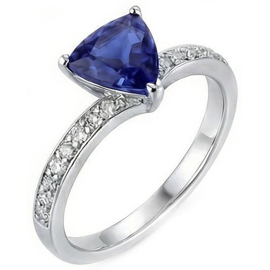 Round Natural Earth Mined Diamond ( Not Lab Grown ) Trillion Sapphire Ring Enhancer 2.50 Carats Gold 14K