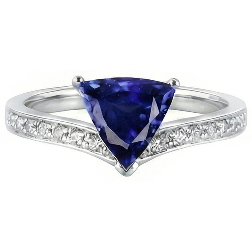 Round Natural Earth Mined Diamond ( Not Lab Grown ) Trillion Sapphire Ring Enhancer 2.50 Carats Gold 14K