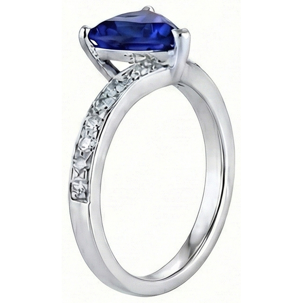 Round Natural Earth Mined Diamond ( Not Lab Grown ) Trillion Sapphire Ring Enhancer 2.50 Carats Gold 14K