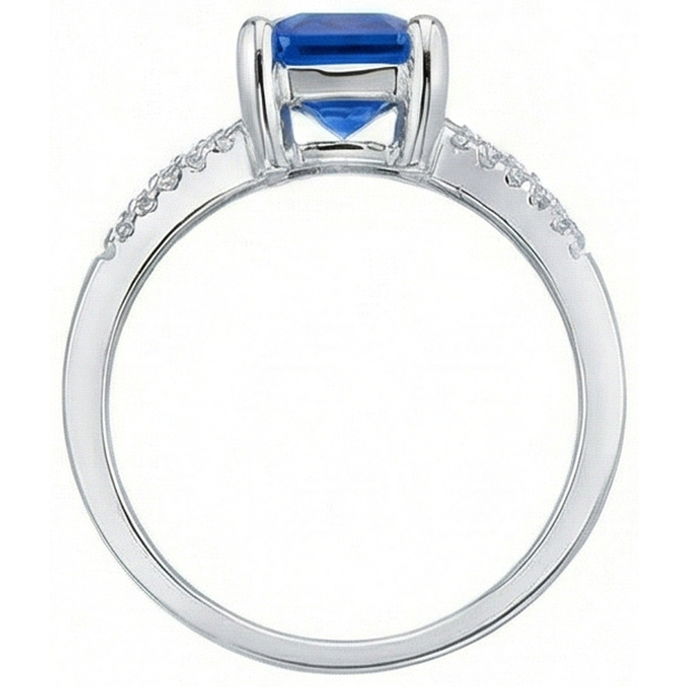 natural round sapphire 2ct ring profile view