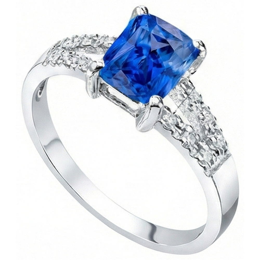 natural round sapphire 2ct ring front view
