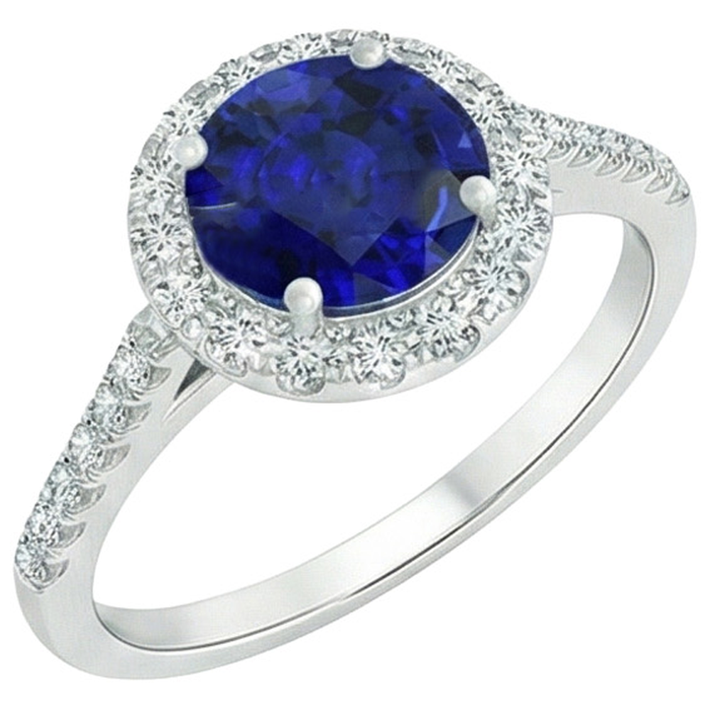 natural round sapphire 2.50ct ring top view