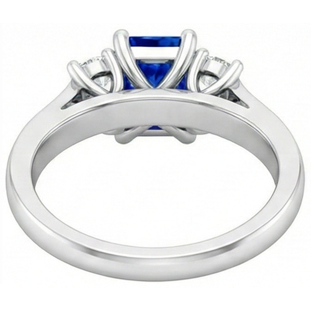 Round Natural Earth Mined Diamond ( Not Lab Grown ) Women's Ring 1.25 Carats Ceylon Sapphire U Prong Setting