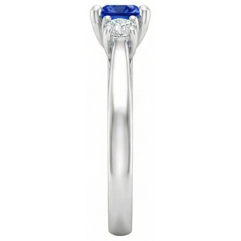 Round Natural Earth Mined Diamond ( Not Lab Grown ) Women's Ring 1.25 Carats Ceylon Sapphire U Prong Setting