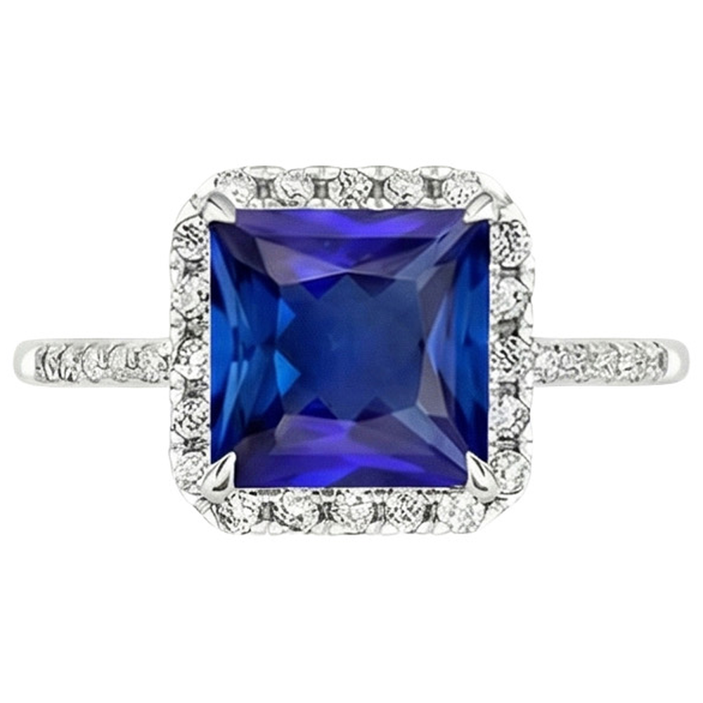 natural round sapphire 6ct ring close up detail