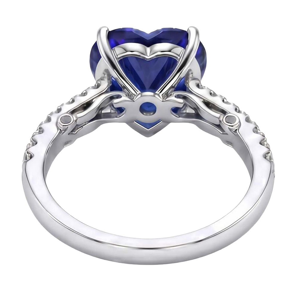 Round Natural Earth Mined Diamond ( Not Lab Grown ) And Ceylon Sapphire Engagement Ring 4.50 Carats Gold 14K