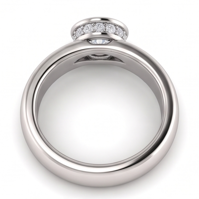 Round Natural Earth Mined Diamond ( Not Lab Grown ) Anniversary Ring 1.66 Carats Bezel and Prong Set