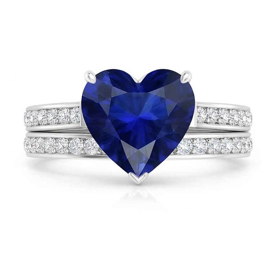 natural round sapphire 4ct band side angle