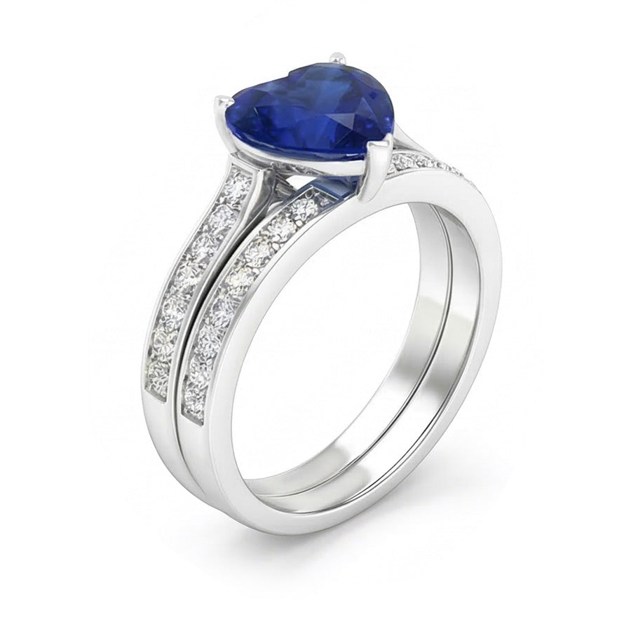 natural round sapphire 4ct band close up detail