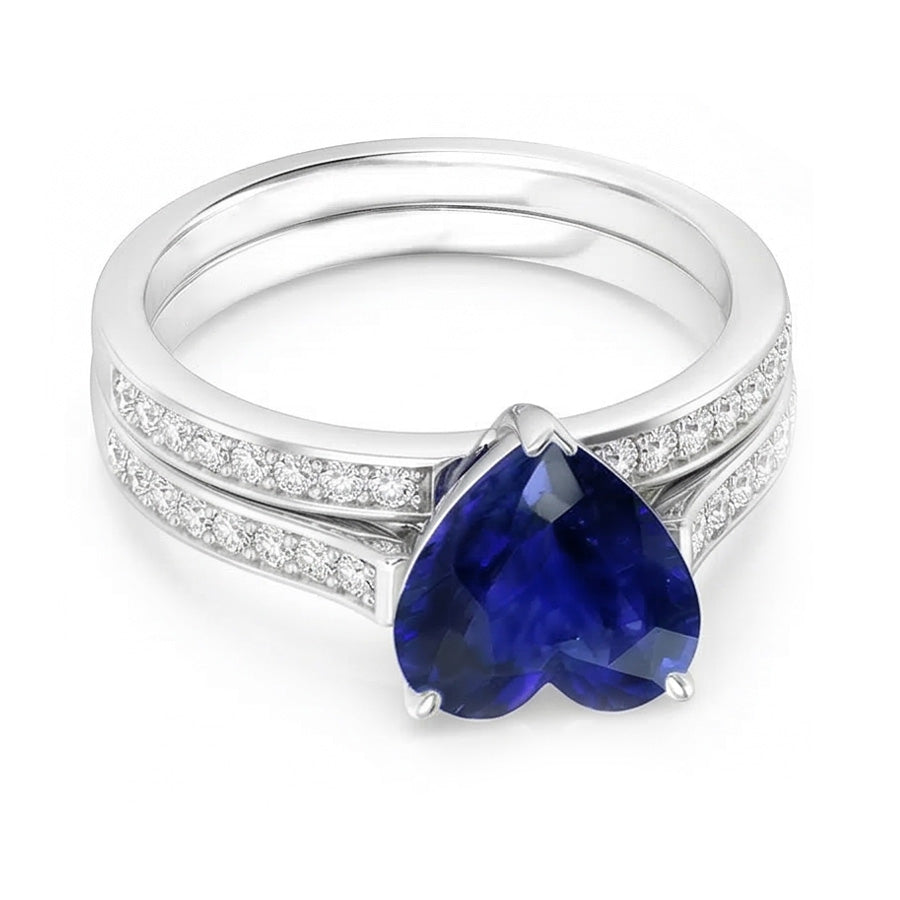 natural round sapphire 4ct band top view