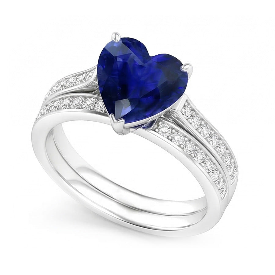 natural round sapphire 4ct band profile view