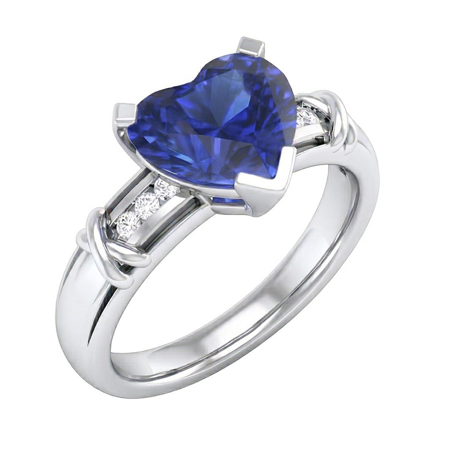 natural round sapphire 3ct ring front view