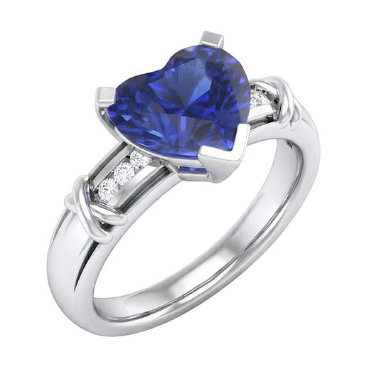 natural round sapphire 3ct ring front view