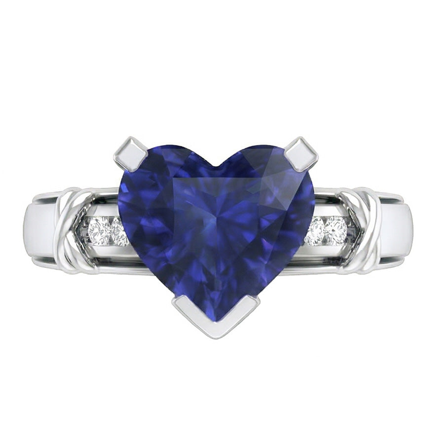 natural round sapphire 3ct ring side angle