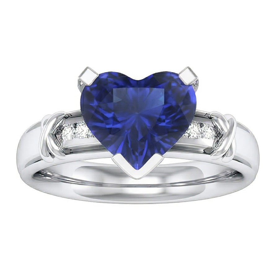 natural round sapphire 3ct ring close up detail
