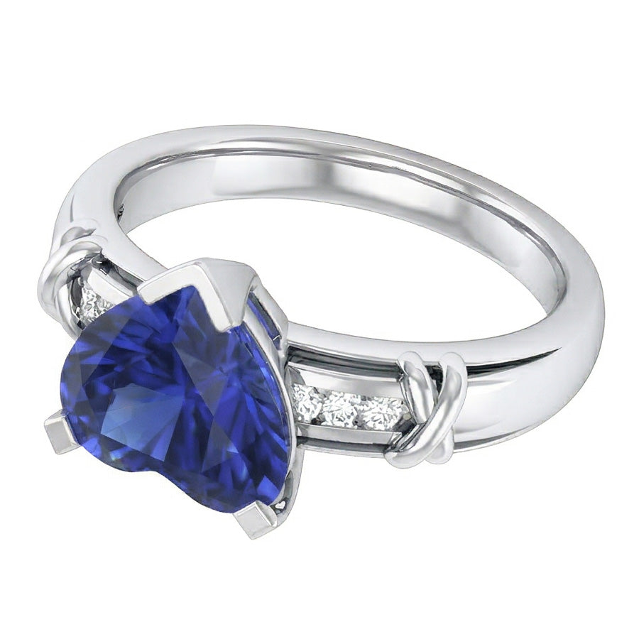 natural round sapphire 3ct ring top view