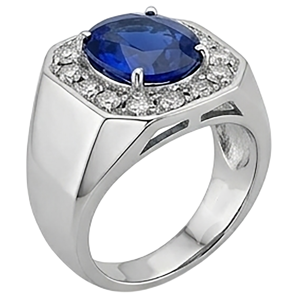 Round Natural Earth Mined Diamond ( Not Lab Grown ) Halo Oval Sapphire Ring Gold Men's Jewelry 3.50 Carats