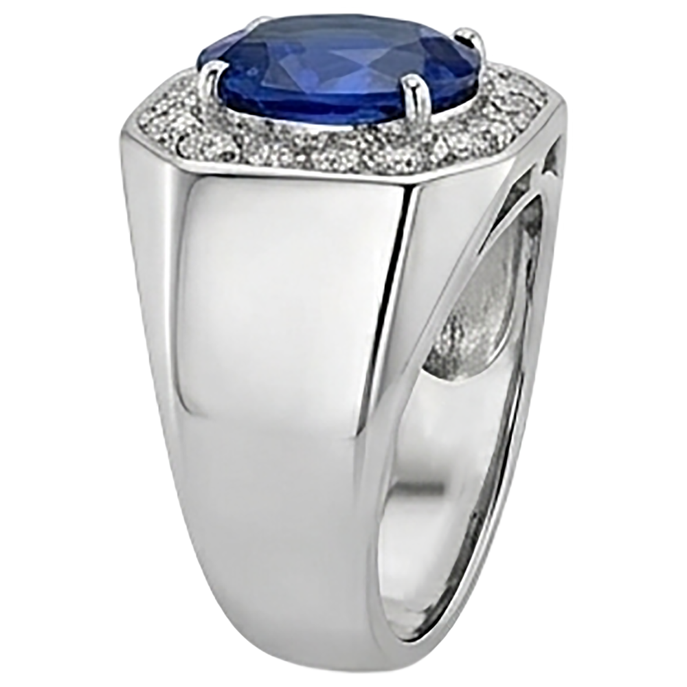 Round Natural Earth Mined Diamond ( Not Lab Grown ) Halo Oval Sapphire Ring Gold Men's Jewelry 3.50 Carats