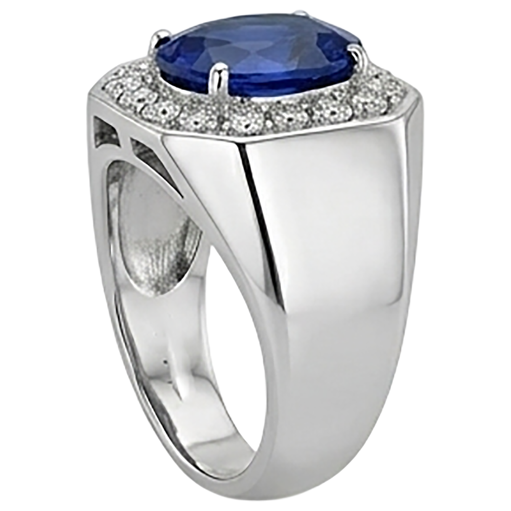 Round Natural Earth Mined Diamond ( Not Lab Grown ) Halo Oval Sapphire Ring Gold Men's Jewelry 3.50 Carats