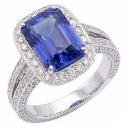 Natural Sapphire Ring 5ct - White Gold 14K