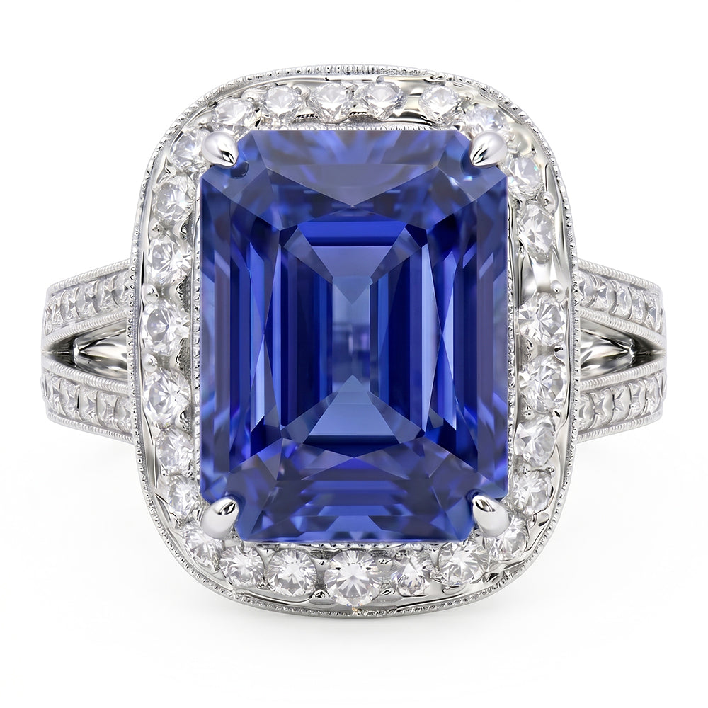 natural round sapphire 5ct ring close up detail
